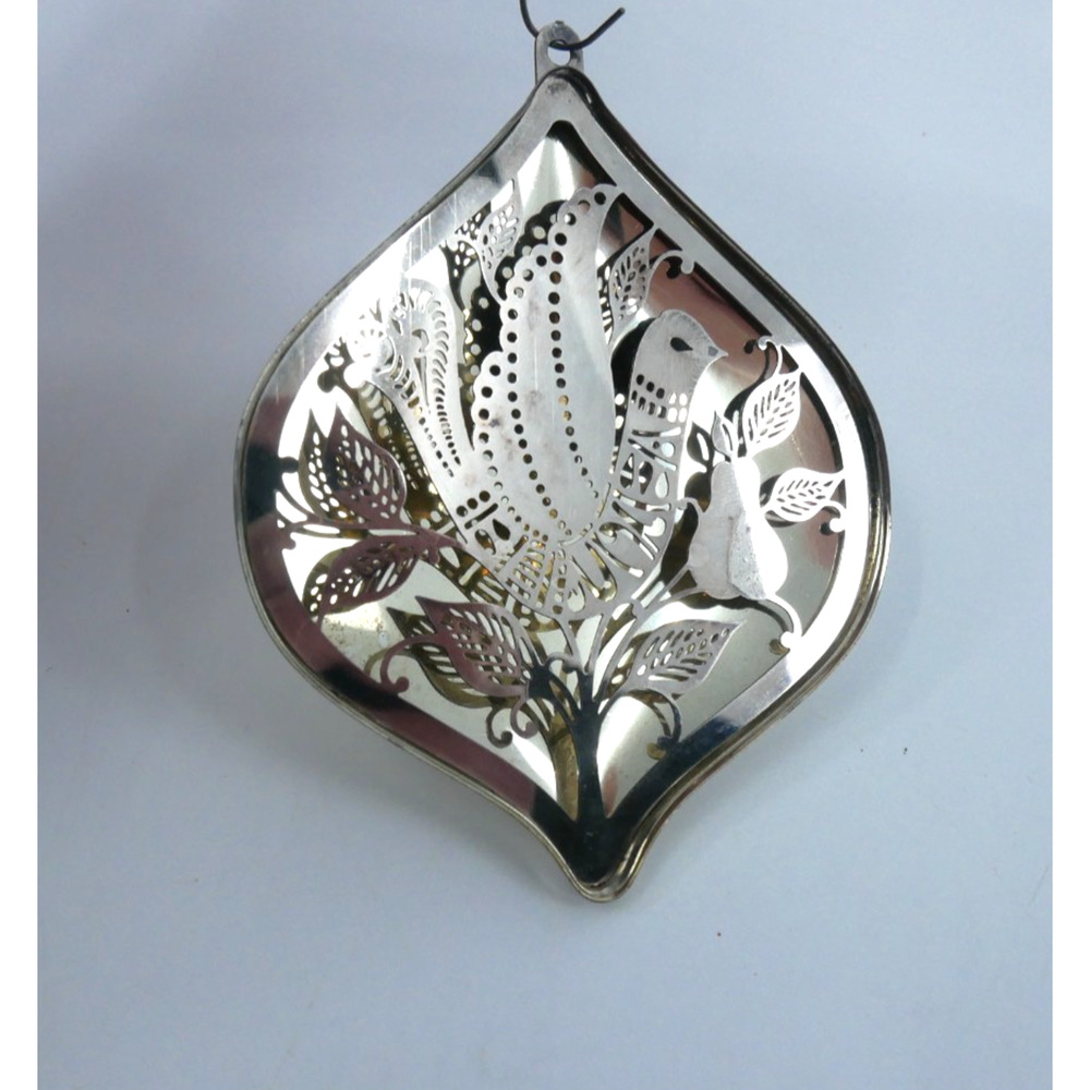 Oneida Silver Holiday Christmas Ornament Mirrored Partridge Pear Tree USA